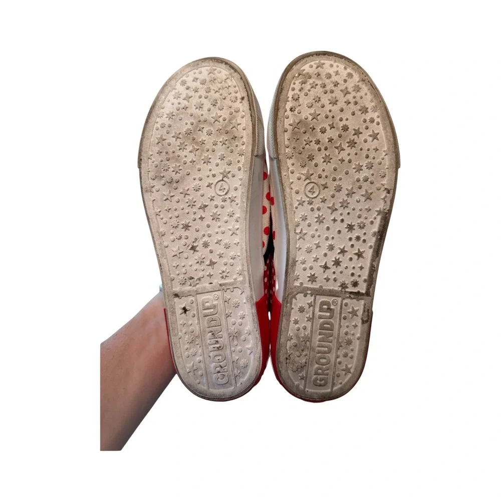 Ground Up Disney Minnie Mouse Polka Dot Slip‎ On Sneakers Kids Size 4 Red White